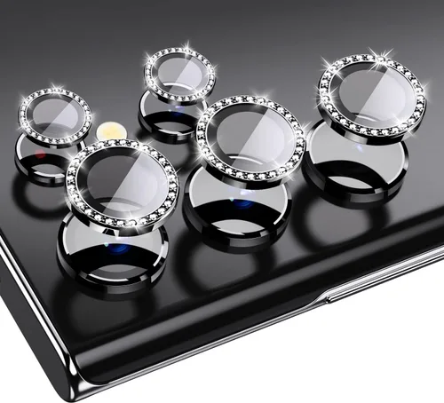 Bling - Protector de lente de cámara para Samsung Galaxy S22 Ultra solamente, cubierta de anillo de lente de ajuste completo con película de Negro