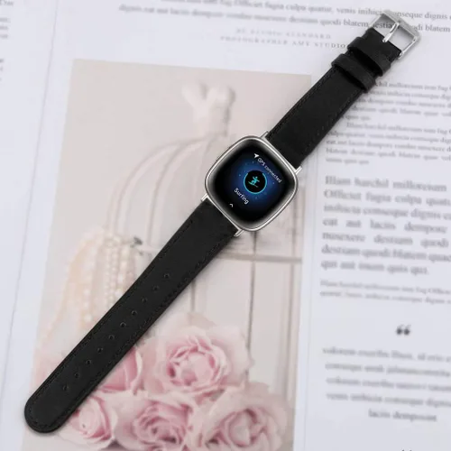 Miniatura 6 de Compatible con Fitbit Versa 4/3/Sense 2/Sense Bandas de cuero, para mujeres y hombres, correa de repuesto ajustable para Fitbit Versa 4/3/Sense