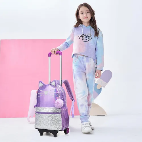 Miniatura 3 de Meetbelify Mochila con ruedas para niñas con ruedas para niñas para escuela primaria