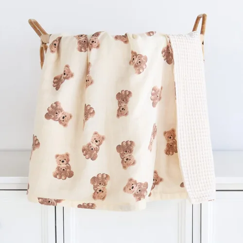 Miniatura 6 de LifeTree Mantas de Gofre para Bebé, Mantas Envolventes de Muselina para Niños y Niñas, Manta de Recepción Neutra de Doble Cara con Frente