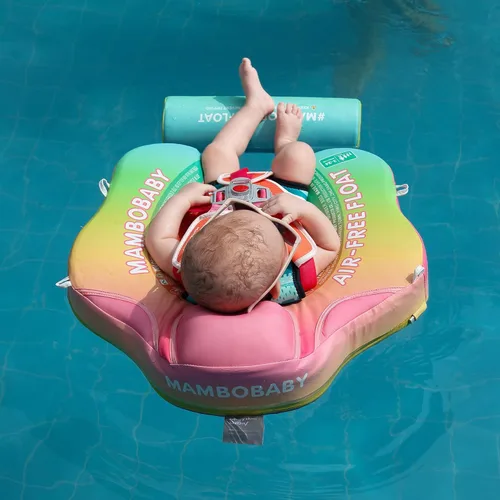 Miniatura 8 de Mambobaby Flotador con toldo y cola - Flotador para bebé con toldo, entrenador de natación infantil no inflable mejorado, toldo UPF+, arnés