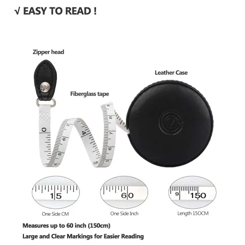 Miniatura 2 de Cinta métrica para costura, tela médica para el cuerpo, sastre, manualidades, dieta, cinta métrica de 60 pulgadas/1.5M de doble cara retráctil