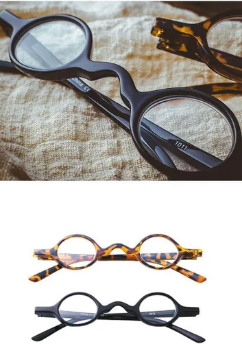 Miniatura 2 de Anteojos de lectura retro redondos pequeños para hombre y mujer (dos pares/leopardo + negro, 1.50)