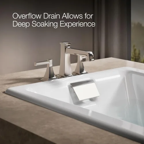 Miniatura 5 de KOHLER 850-0 Tea-for-Two - Bañera de hierro fundido de 60 x 32 pulgadas, para alcoba o empotrada, diseño espacioso, superficie antideslizante
