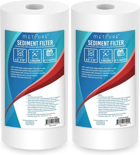 Miniatura 7 de Metpure Filtro de sedimentos de 4.5 x 10 pulgadas - Cartucho de filtro de agua de polipropileno fundido fundido de 5 micrones para toda la casa.