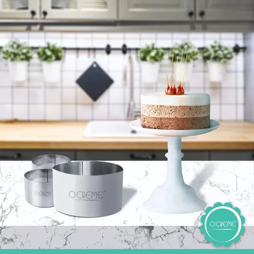 Miniatura 5 de O'Creme Anillo para Pastel de Acero Inoxidable Resistente Redondo Molde de Anillo para Pastel Mousse para Hornear, Decoración de Pasteles de Postre