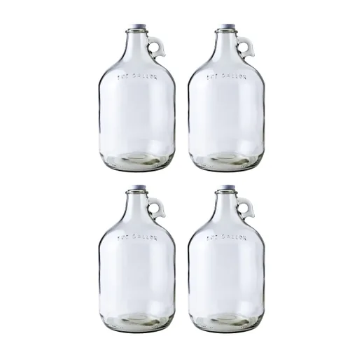 Botella de agua de vidrio marca Home Brew Ohio, incluye tapa de rosca metálica de 1,5", capacidad de 1 galón, Transparente, 4