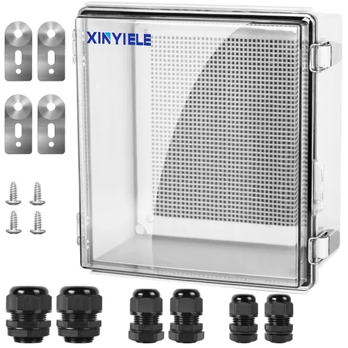 Miniatura 20 de Caja de conexiones de plástico ABS impermeable para proyectos al aire libre, IP67, resistente a la intemperie, a prueba de polvo con cubierta