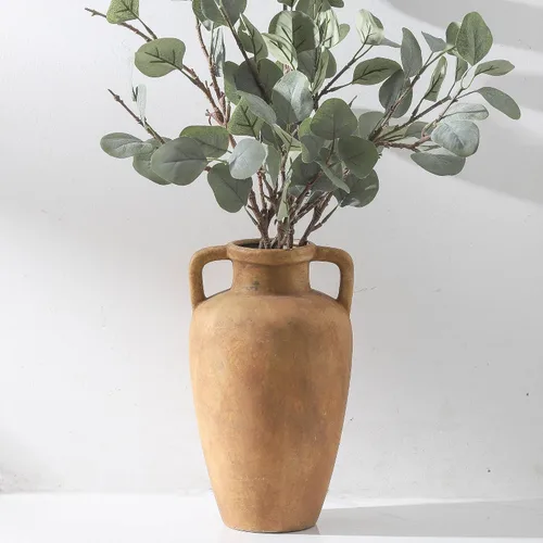 Miniatura 16 de Florero de cerámica con asas, jarrón de 12 pulgadas de alto para centros de mesa, grandes jarrones decorativos de terracota, jarrones rústicos