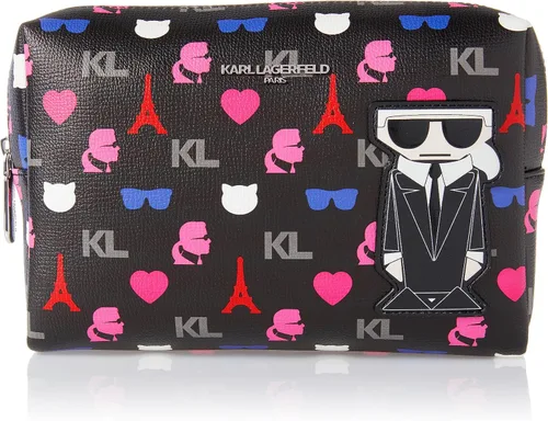 KARL LAGERFELD Women's Maybelle Cosmetic Bag Negro/Rosa multicolor