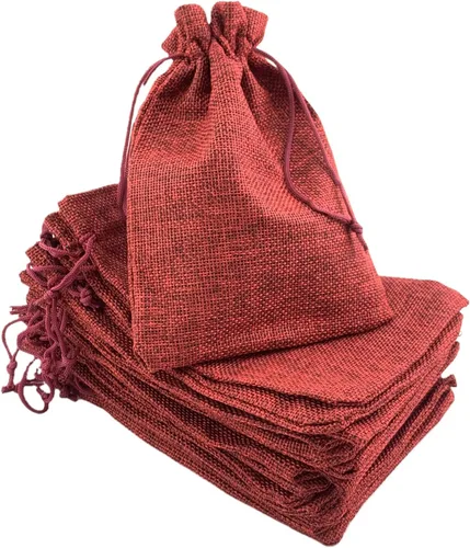 Miniatura 16 de Palmhomee Paquete de 20 bolsas de regalo de arpillera con cordón, bolsas de joyería de lino, bolsas de yute de boda para joyas y bolsas