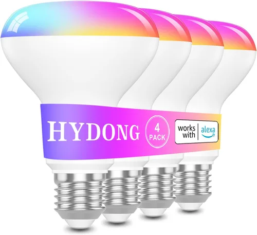 Bombillas inteligentes, BR30 bombillas inteligentes compatibles con Alexa, bombillas de inundación 10W 900LM, bombilla RGBCW que cambia de color,