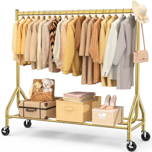 Miniatura 13 de EAGMAK - Perchero resistente para ropa con capacidad de carga de 420 LBS, perchero enrollable para ropa con ruedas bloqueables, perchero de metal
