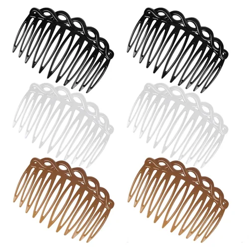 COMNICO Juego de 6 peines laterales franceses para el cabello, accesorios de peine de pelo para mujer, juego de accesorios de plástico giratorio,