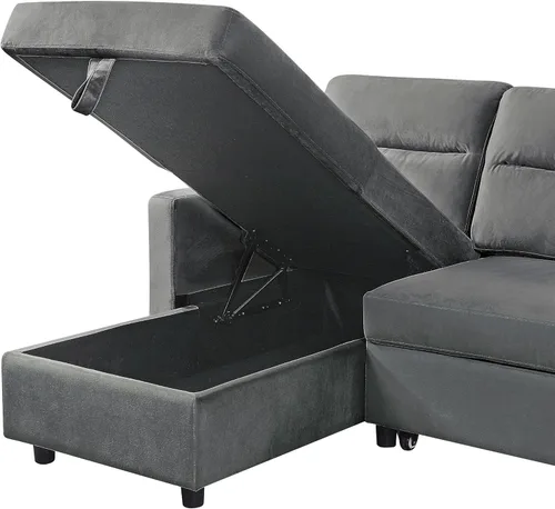 Miniatura 7 de Lilola Home Ivy - Sofá cama modular reversible de terciopelo de 82 pulgadas con diván de almacenamiento, sofá extraíble en forma de L que ahorra