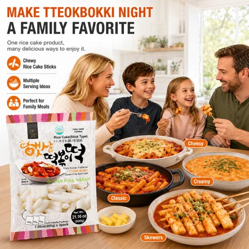 Miniatura 6 de Unha's Asian Snack Box - Pastel de arroz coreano - 1 paquete (3 paquetes individuales) vegano sin OMG sin gluten Tteok Pasta21.16 oz