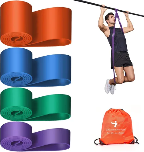 Miniatura 9 de Juego de bandas de asistencia para dominadas 5 LBS - 230 LBS, bandas largas de resistencia para dominadas y entrenamiento, bandas de gimnasio