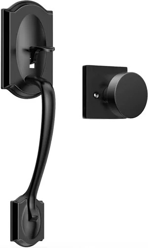 Manija de puerta delantera con palanca reversible, manija de puerta de entrada ajustable, acabado negro mate