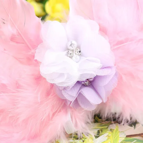 Miniatura 3 de Jackcell Accesorios de fotografía para recién nacidos, disfraz de alas de ángel, traje de bebé niña con diadema de flores (rosa)