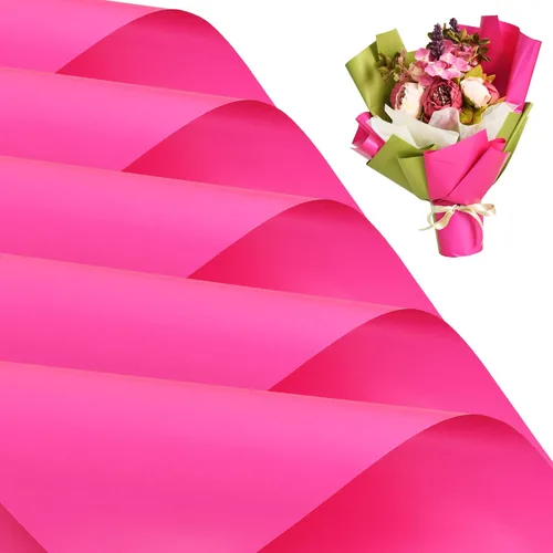 Miniatura 21 de BEISHIDA 100 PCS Papel de Envolver Floral Rosa - Papel de Envolver Flores Mate Impermeable para Ramo, Suministros de Floristería, Manualidades DIY