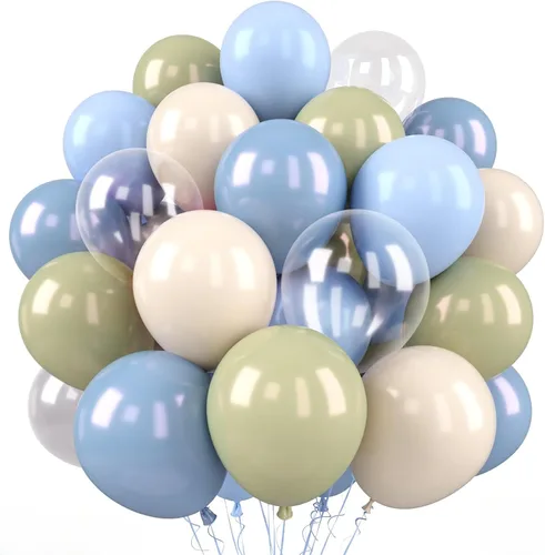 Miniatura 14 de Globos Rojo Blanco Azul, 50 Piezas 12 Pulgadas con Estampado de Estrellas, Globos de Látex Rojo Real Azul Confeti para el 4 de Julio, Día