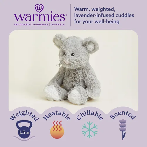 Miniatura 2 de warmies Animales de peluche con peso y aptos para microondas, ratón – Peluches calefactados para calidez y comodidad – Bonitos juguetes de felpa