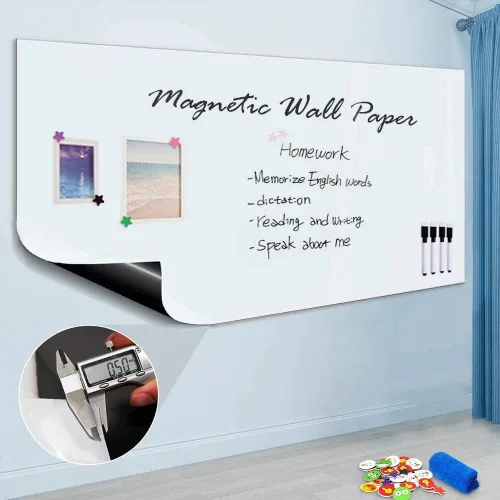 ZHIDIAN Papel de contacto magnético para pizarra blanca para pared, 94 x 48 pulgadas, adhesivo magnético de borrado en seco con respaldo no adhesivo