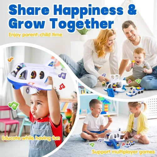Miniatura 7 de Juguetes de avión PLAY para niños - Juguetes de avión para niños pequeños, aviones de viaje para niños de 2 años en adelante con figuras pequeñas