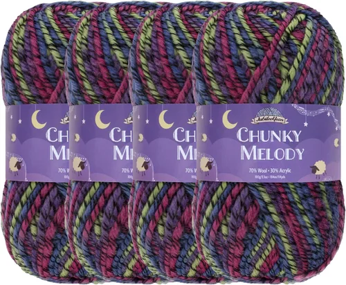 Miniatura 8 de JubileeYarn Chunky Melody - Hilo para tejer 100g/madeja, mezcla de lana gruesa, color maíz naranja - 2 madejas 15 Maíz Naranja