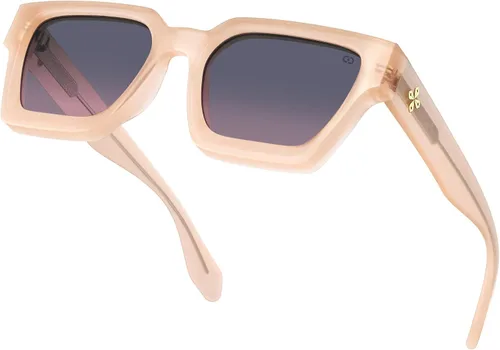 Miniatura 4 de VISOONE Moda 100% UV400 Protección Rectángulo TR90 Y2K Gafas de sol Accesorios para Mujeres Hombres RIVER, Carne de suelo/Gris Rosa