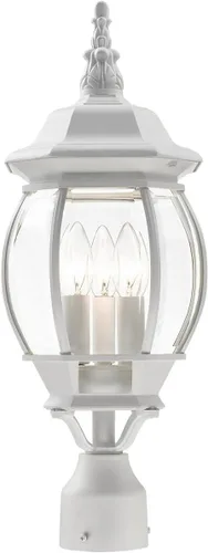 Miniatura 7 de Livex Lighting 7526-14 Frontenac - Lámpara tradicional de 3 luces para exteriores con pantallas de vidrio biselado transparente, 22 x 8 x 22 Negro
