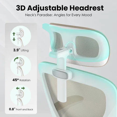 Miniatura 4 de Soohow Silla de oficina ergonómica, silla de escritorio de malla de oficina con reposabrazos de soporte lumbar ajustables, cómoda silla