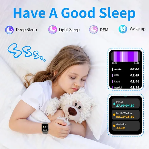 Miniatura 7 de EZON Reloj inteligente para niños y niñas, reloj HD de 1.83 pulgadas con función de llamada, juegos, podómetro, frecuencia cardíaca, SpO2, monitor