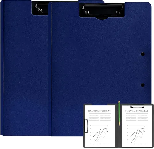 Miniatura 15 de Carpeta portapapeles plegable A4, carpeta portapapeles de oficina con clip de metal de doble clip, portapapeles de almacenamiento plegable de 360
