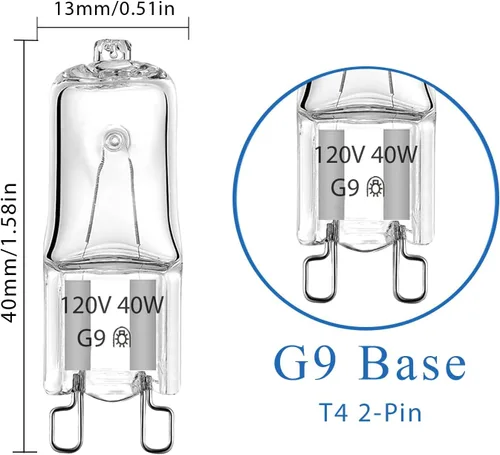 Miniatura 2 de GARTO Bombillas halógenas G9 de 40 W 120 V, 2 pines, sin mercurio, protección ocular sin mercurio, ángulo de haz regulable de 360°, vida útil