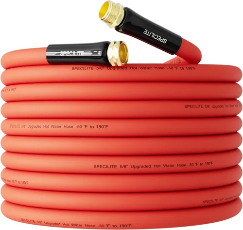 Miniatura 20 de SPECILITE Manguera de agua de jardín fría/caliente de 1 pulgada, 50 pies, -50 ℉ a 190 ℉, alto flujo de agua, flexible y ligera, tubo de goma
