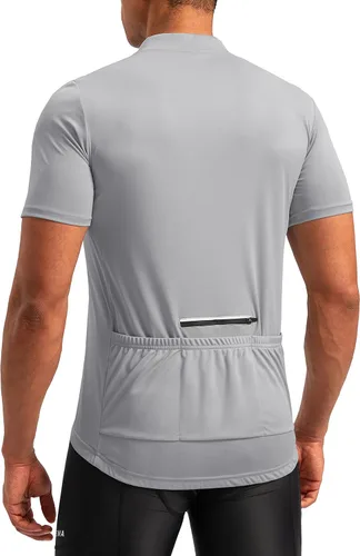 Bikewa Maillot de ciclismo para hombre que absorbe la humedad, manga corta, UPF media cremallera, ciclismo, ciclismo de carretera, camisas para