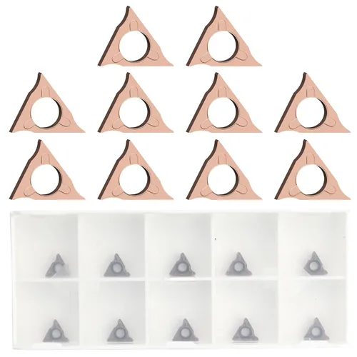 Miniatura 7 de AMTOVL 10 cabezales de corte triangulares en ángulo R para máquina de biselado neumática, insertos de torneado de carburo para mini chaflán de aire