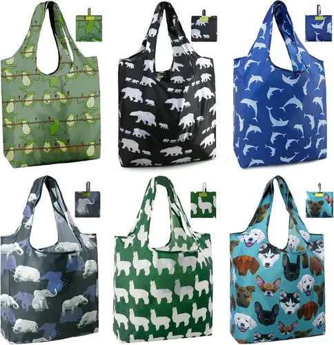 Miniatura 39 de Bolsas de la compra de animales reutilizables plegables bolsas de comestibles