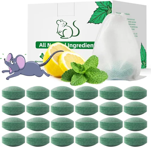 Repelente de plagas de roedores, paquete de 24 repelentes de aceite de menta para ratas, ratas, arañas, cucarachas, hormigas, ardillas, control de