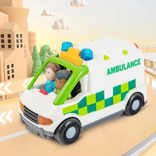Miniatura 6 de Vehículo de juguete de ambulancia con luces y sonidos, juego de rol de rescate, juego de ambulancia, juguetes para niños de 1, 2 y 3 años, camión