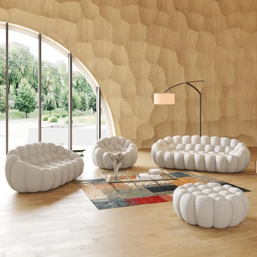 Miniatura 5 de JACH Juego de sofá curvado de burbujas, cómodo sofá tapizado, tela de malla 3D en forma de panal sofás modernos para sala de estar, apartamento