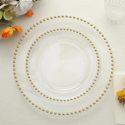 Miniatura 53 de Efavormart - Paquete de 10 platos de postre de plástico transparente rubor con borde de cuentas, platos redondos desechables para ensalada, 8
