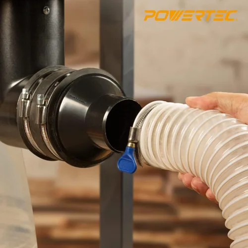 Miniatura 2 de POWERTEC Reductor de cono de manguera de 4 pulgadas a 2-1/2 pulgadas con abrazaderas de llave de acero inoxidable, accesorios de recolección