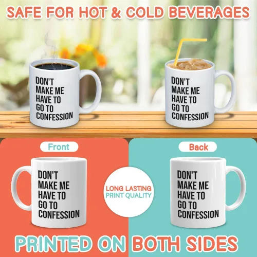 Miniatura 3 de Taza de café católica de Bubble Hugs de 11 onzas, Don't Make Me Have to Go to Confession, divertida Biblia católica, sarcasmo, sacerdote, pastor