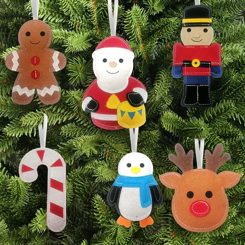 KatchOn, Decoraciones navideñas colgantes de fieltro, paquete de 6, juego de adornos de Navidad para decoración de árbol de Navidad, decoración