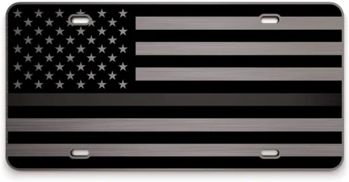 Miniatura 59 de JASS GRAPHIX Placa de matrícula personalizada con la bandera estadounidense de línea amarilla, homenaje personalizado a despachadores y operadores