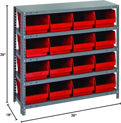 Miniatura 505 de Quantum QSBU-245BK Heavy Duty Shelving Unit with (7) Shelves and (24) QUS245 Black Bins for Garage Warehouse Storage Distribution 400 lb Load