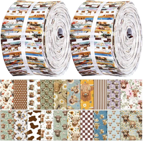 Miniatura 17 de Ganeen 100 piezas de rollo de tela para acolchado floral rosa y morado, cuadrados de tela de 2.56 pulgadas, tiras de tela de jalea precortadas