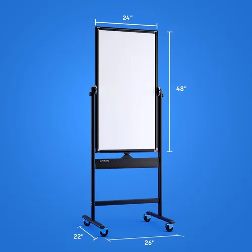Miniatura 9 de Pizarra de borrado en seco rodante de 24 x 48 pulgadas - Pizarra blanca magnética portátil grande con soporte - Pizarra blanca de doble cara